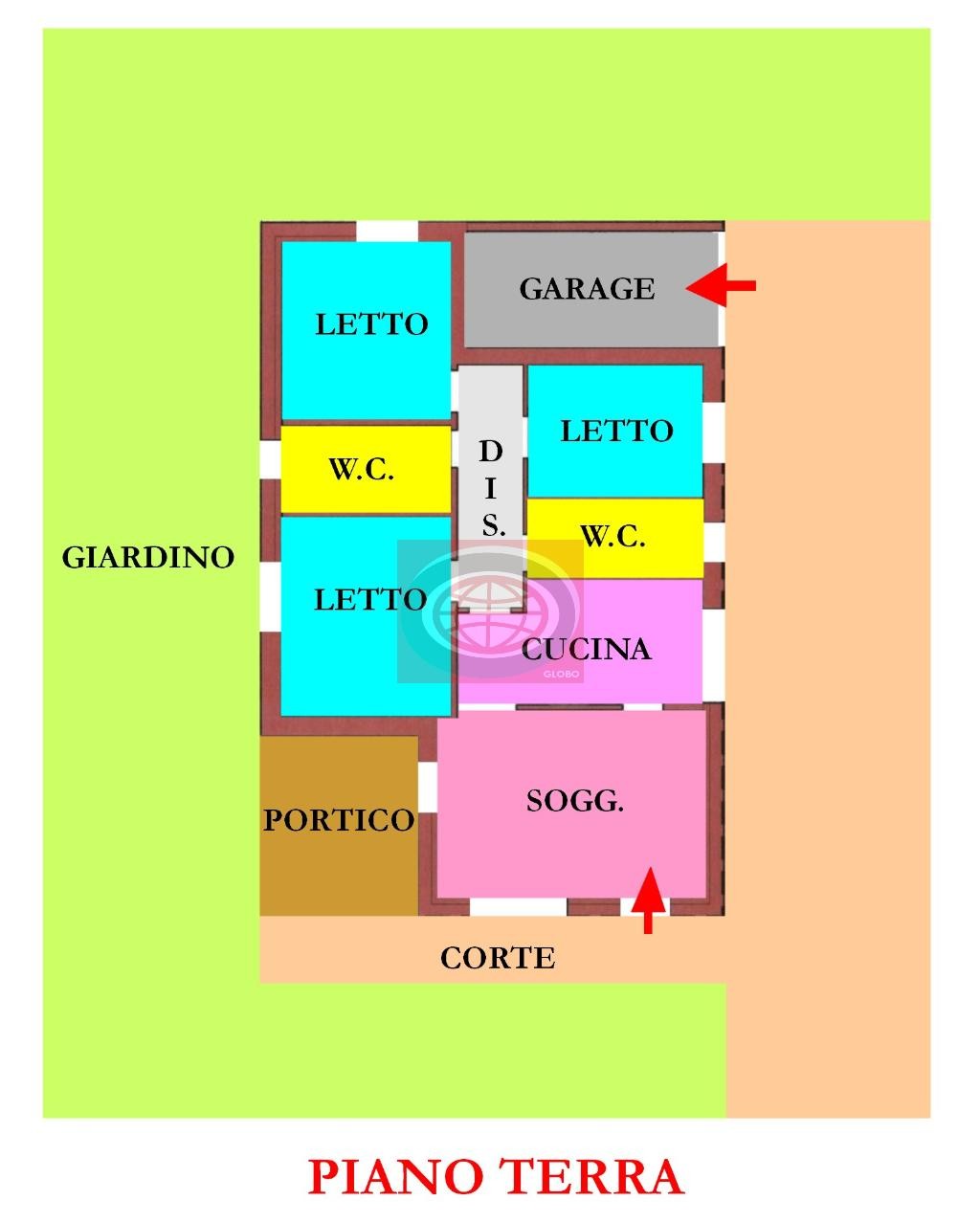 Vendesi Casa singola di nuova costruzione zona giorno di 57 mq,  2 bagni, trecamere, garage, giardino e po posti auto.