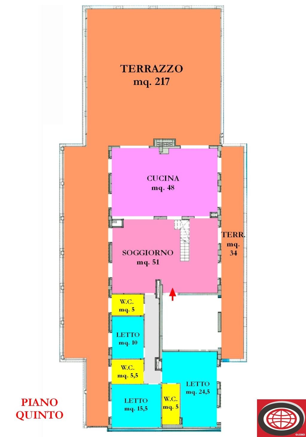 CESENA centro urbano - ATTICO NUOVO di AMPISSIME DIMENSIONI con TERRAZZO SOLARIUM ( 217 mq. )