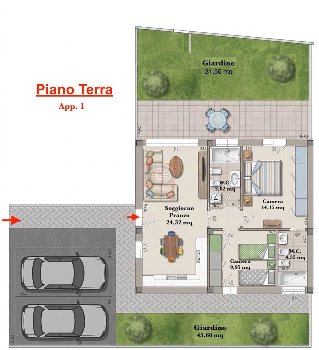 CERVIA - zona PINARELLA (TM177a1): NUOVO appartamento trilocale con INGRESSO INDIPENDENTE - GIARDINO PRIVATO - 2 POSTI AUTO