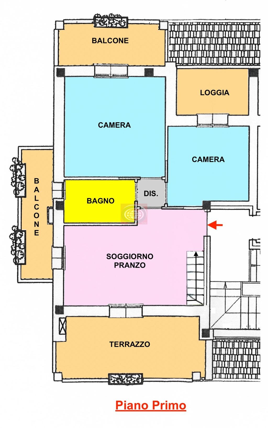 CESENA - MARTORANO (TC1131): trilocale con terrazzo, balconi, mansarda e posto auto coperto.