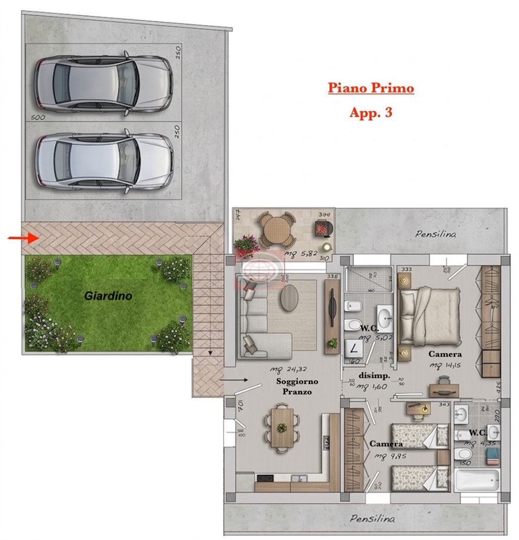 CERVIA - zona PINARELLA (TM177a3): NUOVO appartamento trilocale con INGRESSO INDIPENDENTE - GIARDINO PRIVATO - 2 POSTI AUTO